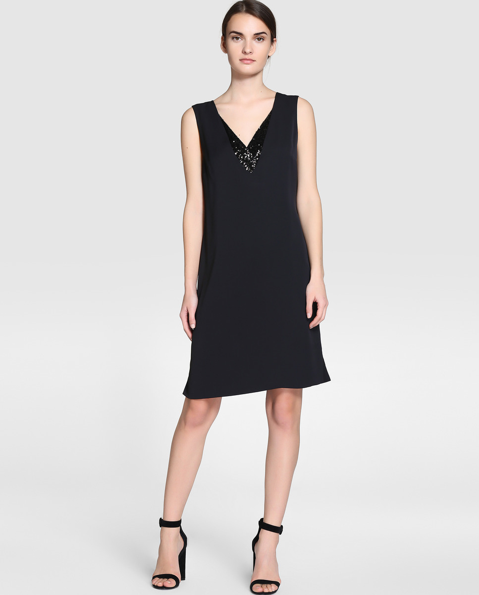 El Corte Inglés - Vestido negro con detalles de lentejuelas Zendra