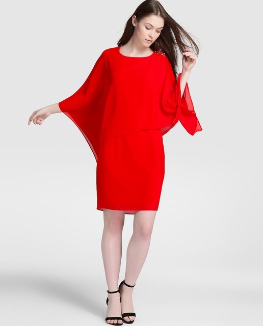 El Corte Inglés - Vestido rojo manga francesa Antea
